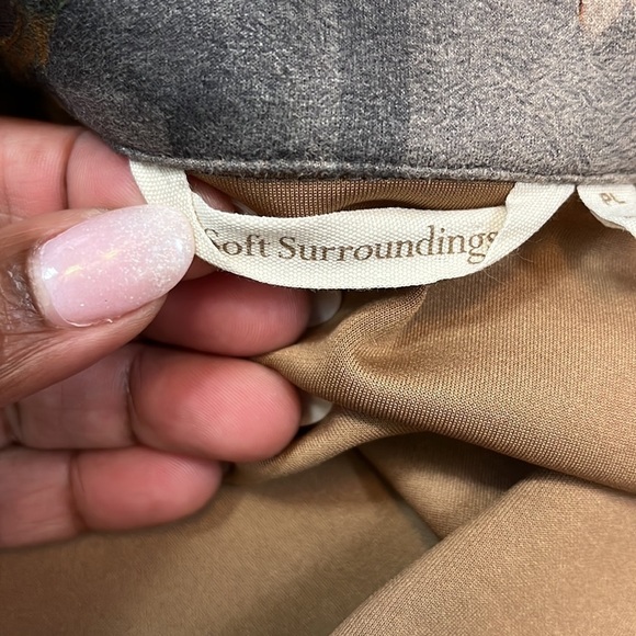 Soft Surroundings Blazer Women Sz Large Petite Floral Print Lightweight Pockets - Picture 7 of 10